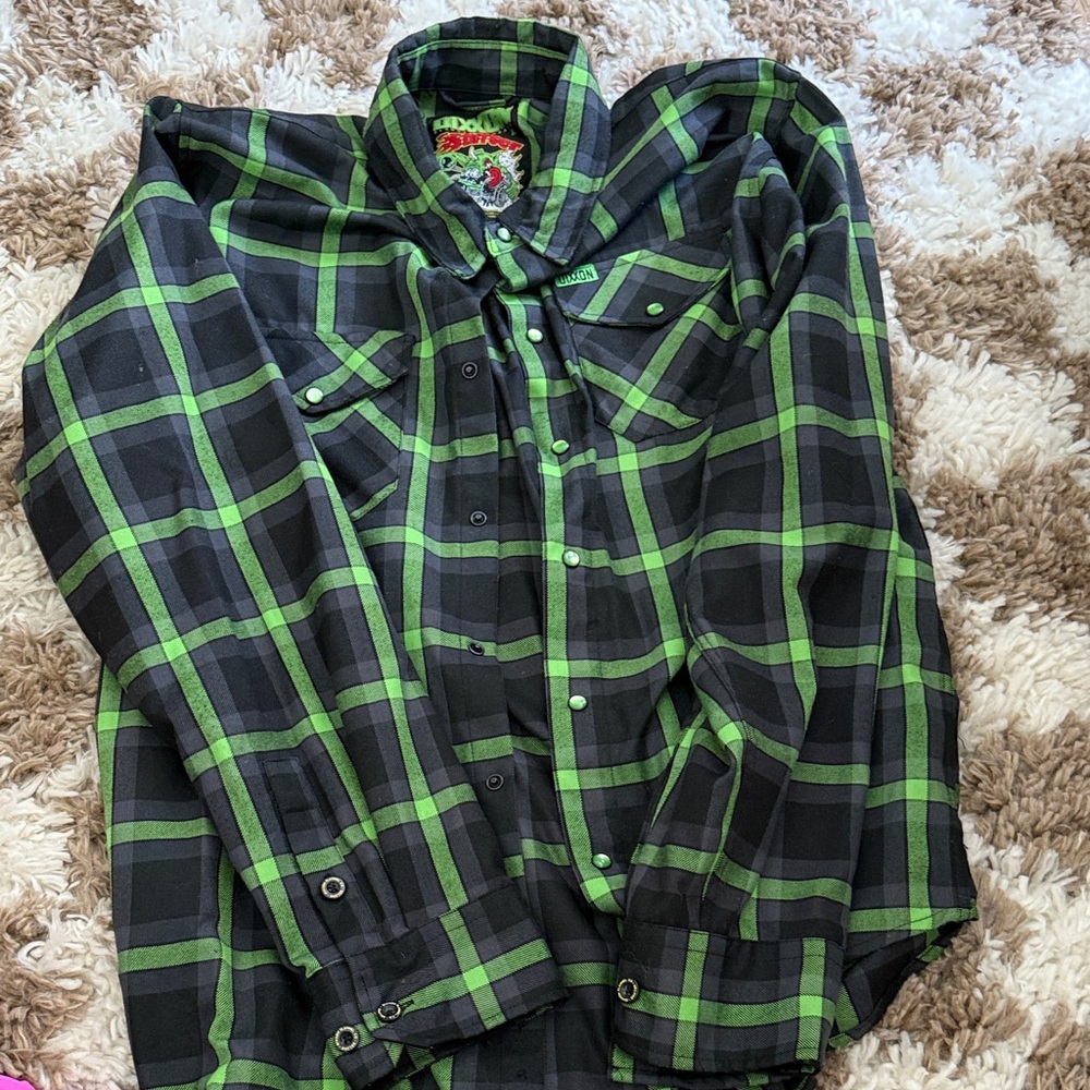 DIXXON Green and Black Plaid flannel